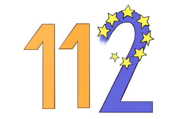 Der Euronotruf lautet 112. Illustrierte Merkhilfe: Die Notrufnummer ist anhand zweier 