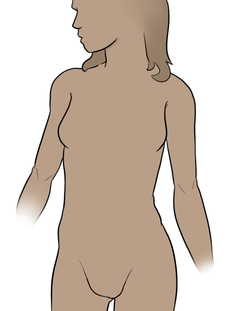 illustrierte Silhouette einer Frau und ihres Verdauungssystems.