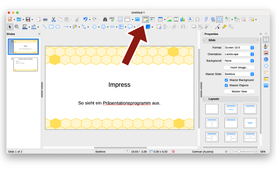 Screenshot von LibreOffice Impress.