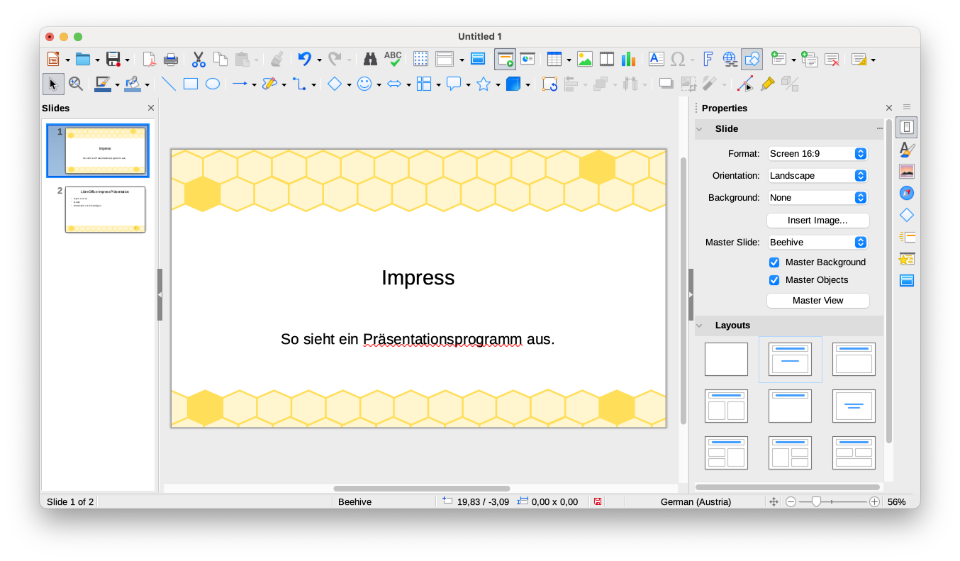 Screenshot von LibreOffice Impress.