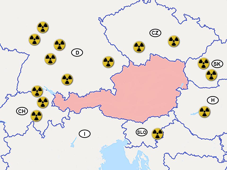 Atomkraftwerke rund um Österreich
