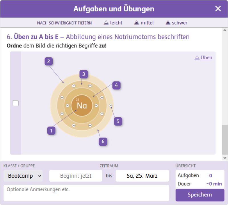 Screenshot einer interaktiven Aufgabe in SchuBu Plus