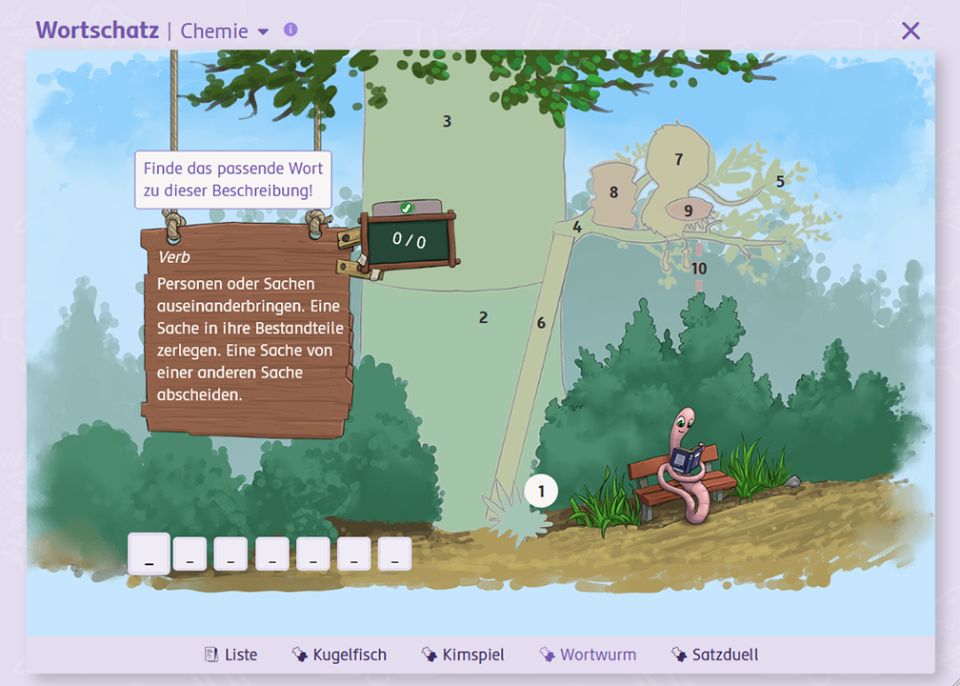 Screencapture vom Hinzufügen von Wörtern zum Wortschatz-Tool
